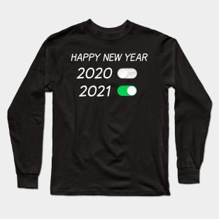 Happy New Year On Off Button 2020 2021 Long Sleeve T-Shirt